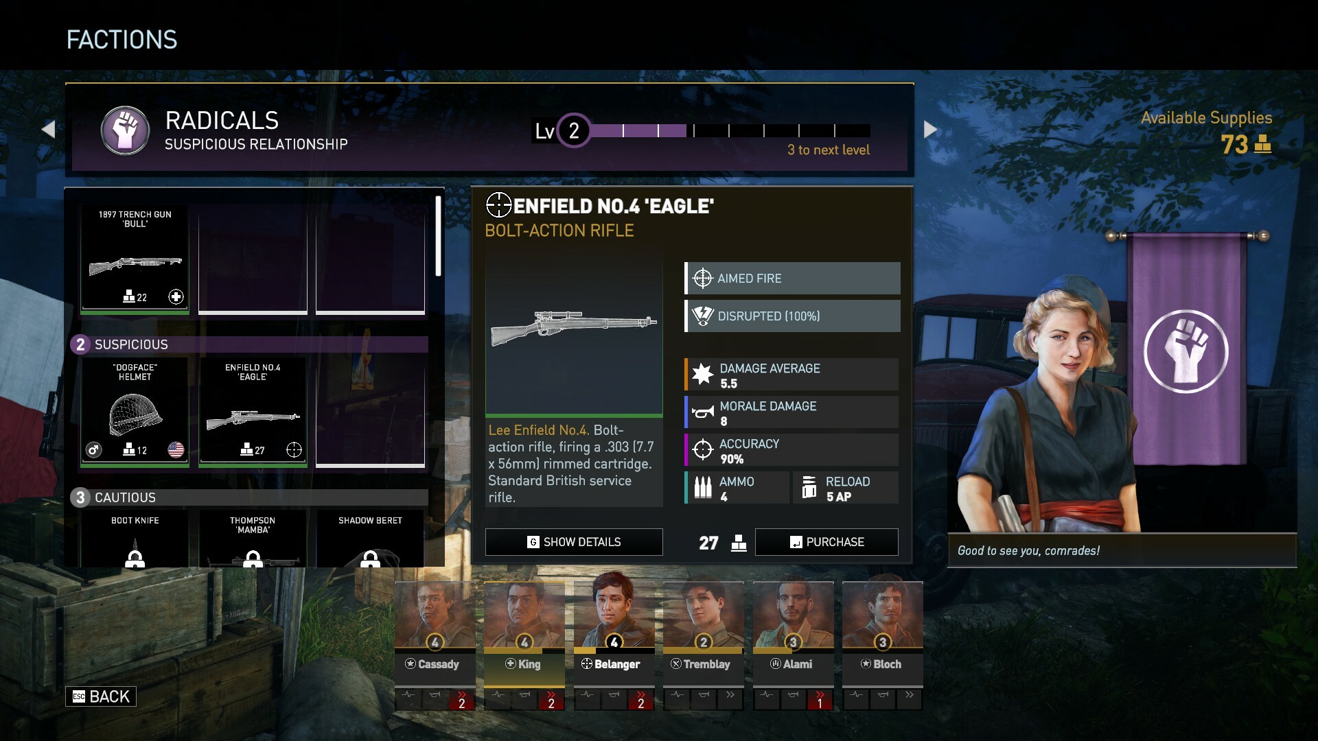 Faction equipment and supplies